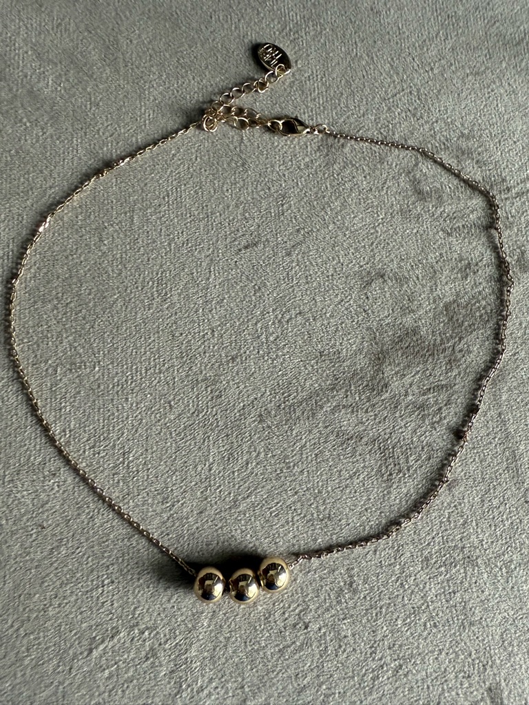Time And Tru Gold-Tone Three Bead Necklace